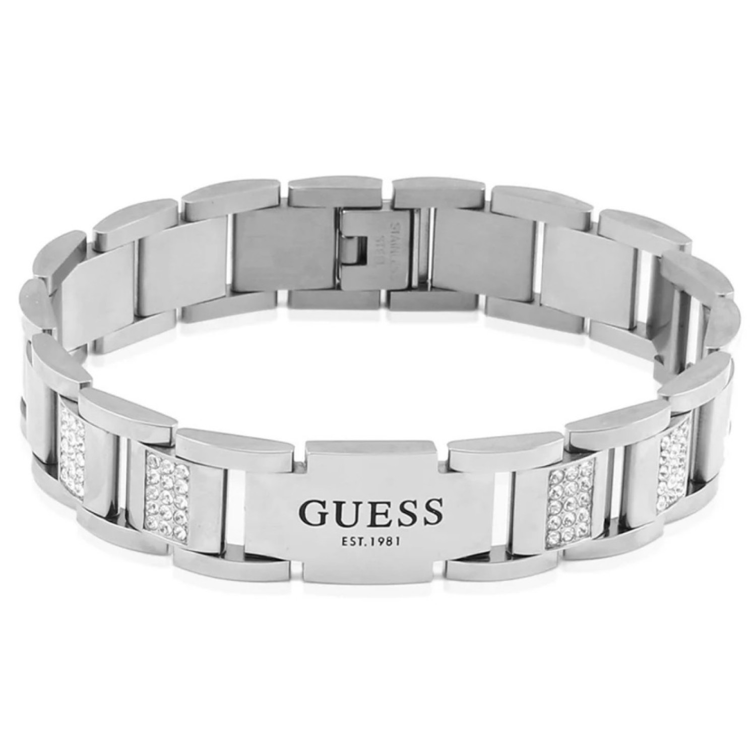 Christies Jewellery - Guess Frontier Crystal Bracelet in 15mm in Silver Guess Frontier Crystal Bracelet in 15mm in Silver UMB20008 guess jewellery