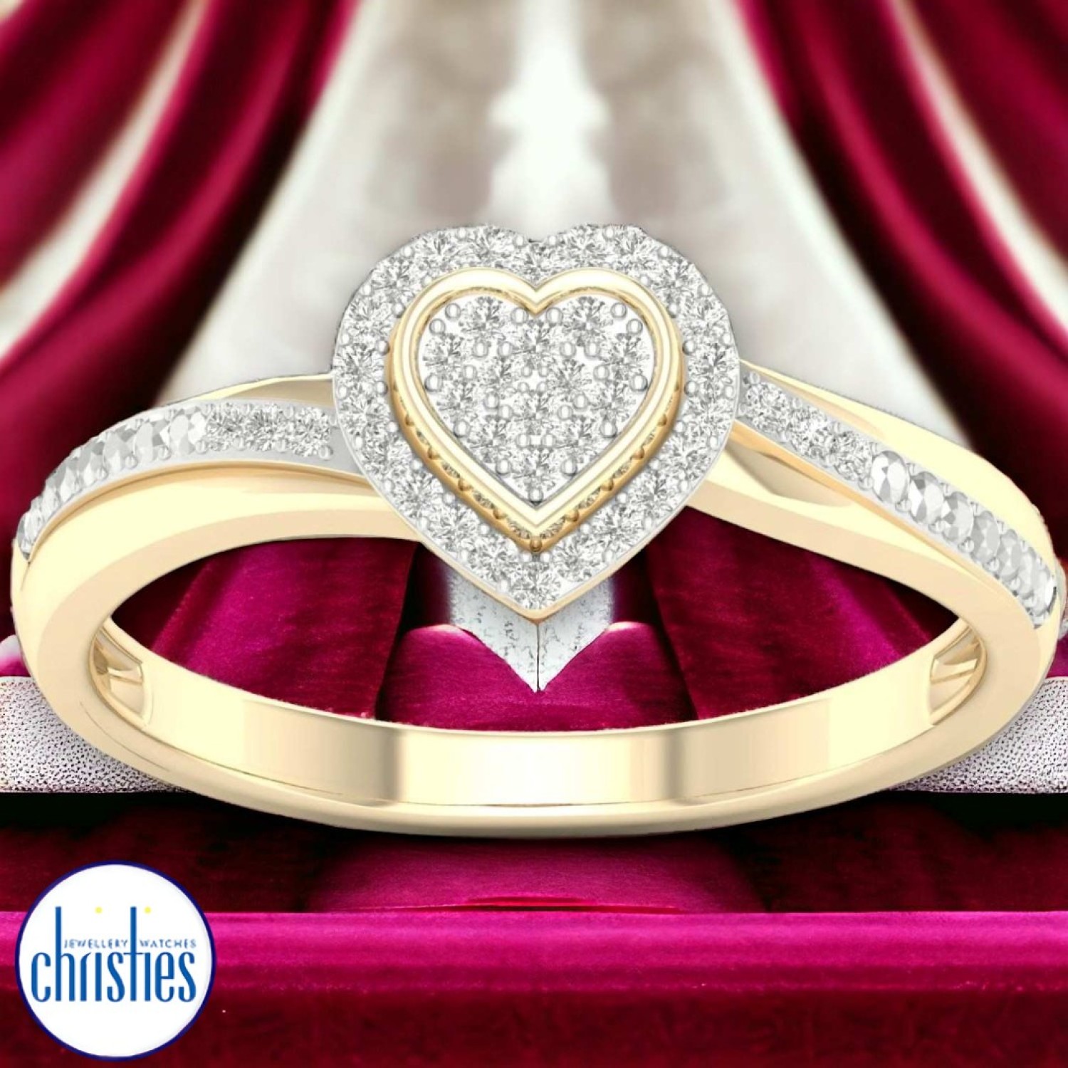Christies Jewellery - 9ct Gold Diamond Friendship Ring RB18208EG Auckland NZ 9ct Gold Diamond Friendship Ring RB18208EG RB18208EG