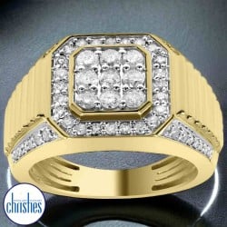 9ct Gold Mens 1ct Diamond Ring DCMRG0377