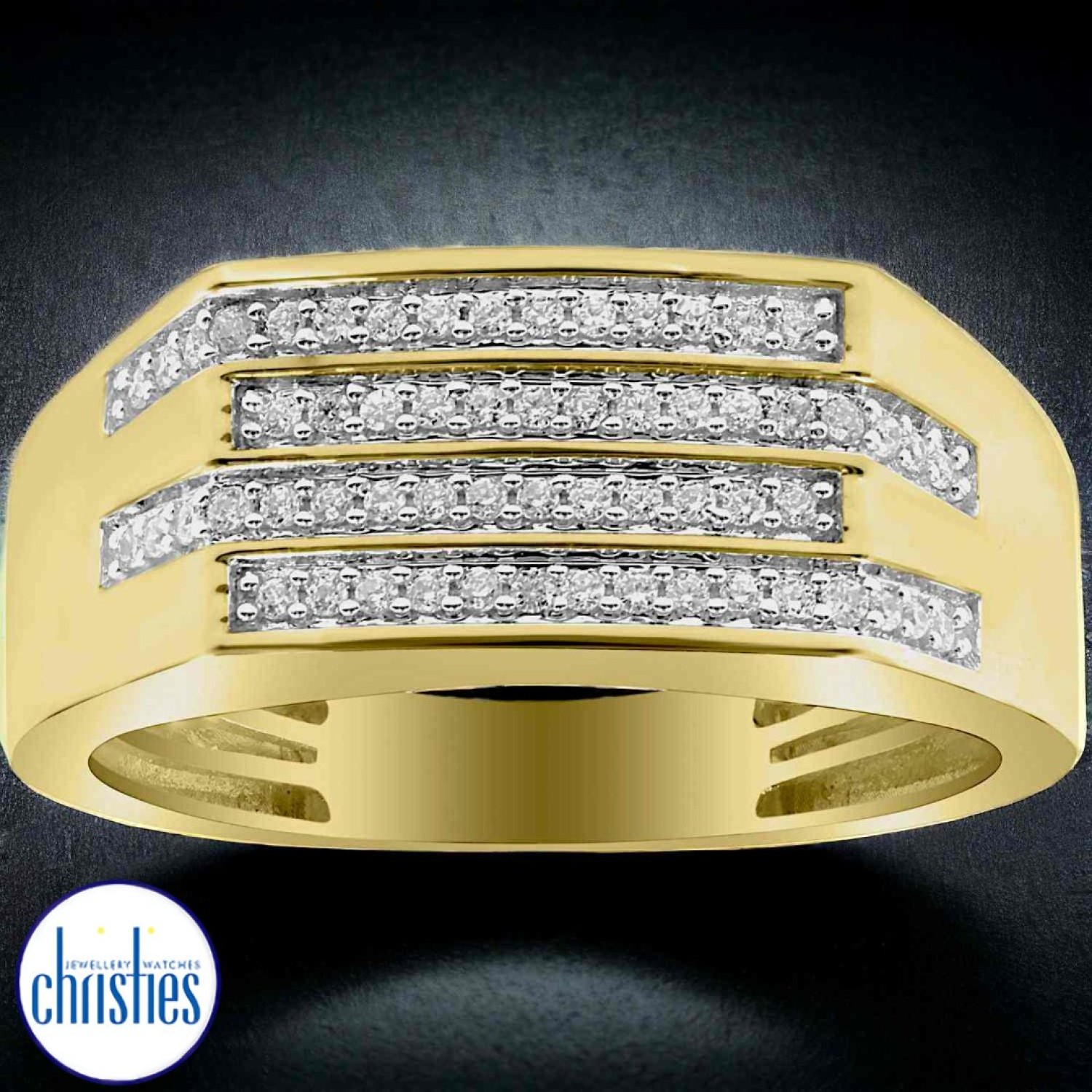 9ct Gold Mens Diamond Ring DCMRG0378 DCMRG0378/9KY