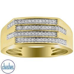 9ct Gold Mens Diamond Ring DCMRG0378
