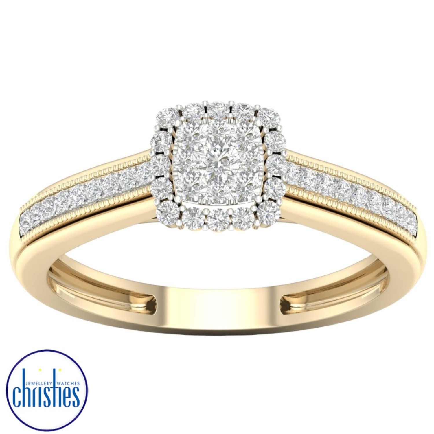 Christies Jewellery - RB11423EG: 0.25 Carat Diamond Promise Ring in 9ct Yellow Gold Showcase Auckland NZ Promise Ring with 0.25 Carat of Diamonds in 9ct Yellow Gold RB11423EG RB11423EG/9KY