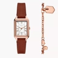 ES5377SET Fossil Raquel Brown Leather Watch And Bracelet Set