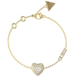 GUESS Mother of Pearl Heart Bracelet in Gold JUBB04027JWYGWHL