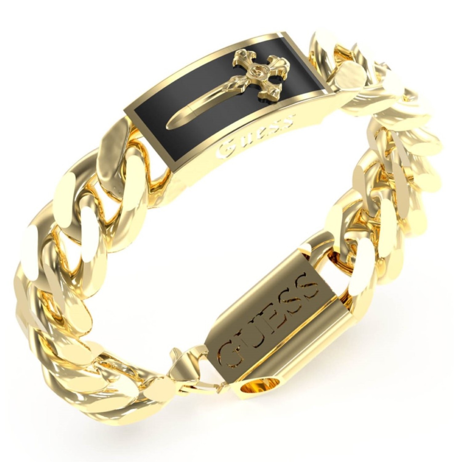 Christies Jewellery - GUESS Shield Tag Bracelet In Gold JUMB04022JWYGBKL Watches Auckland NZ GUESS Shield Tag Bracelet In Gold JUMB04022JWYGBKL JUMB04022JWYGBKL Guess Jewellery Auckland | GUESS jewellery effortlessly transitions from daytime to nighttime wear, Fast Free Delivery from Auckland