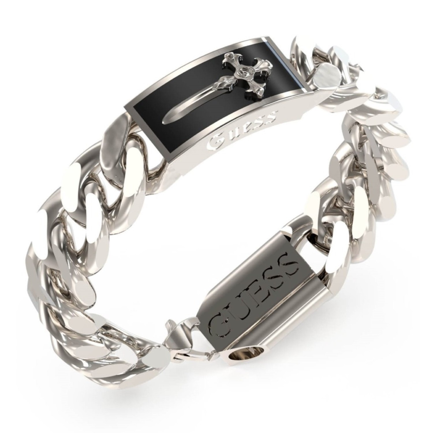 GUESS Shield Tag Bracelet In Silver  JUMB04022JWSTBKL JUMB04022JWSTBKL Guess Jewellery Auckland | GUESS jewellery effortlessly transitions from daytime to nighttime wear, Fast Free Delivery from Auckland