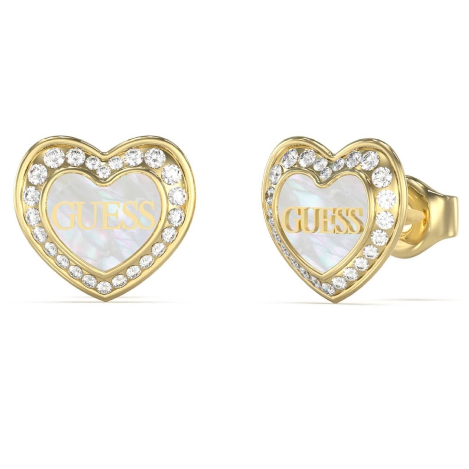 Christies Jewellery - GUESS Crystals Heart Studs in Gold JUBE04028JWYGWHT Watches Auckland NZ GUESS Crystals Heart Studs in Gold JUBE04028JWYGWHT JUBE04028JWYGWHT Guess Jewellery Auckland | GUESS jewellery effortlessly transitions from daytime to nighttime wear, Fast Free Delivery from Auckland
