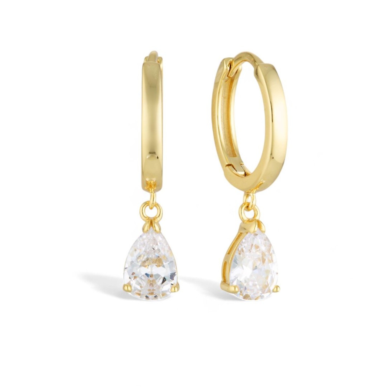Georgini Pia Hoop Gold Earrings IE935G - Christies Jewellery Auckland NZ Georgini Pia Hoop Gold Earrings IE935G - Dangling pear shaped CZ