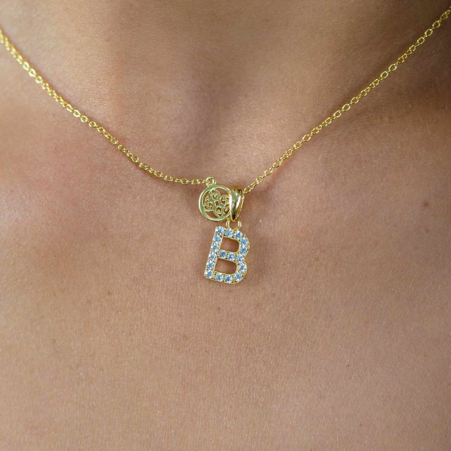 Christies Jewellery - Georgini Letters B Initial Pendant Gold IP894BG Auckland NZ Georgini Letters B Initial Pendant Gold IP894BG with CZ