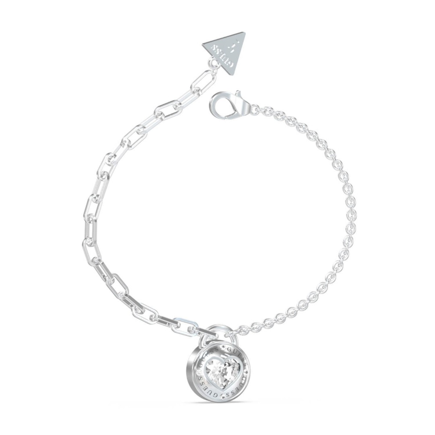 GUESS Silver Half Round Chain Heart Bracelet JUBB03353JWRHL JUBB03353JWRHL Guess Jewellery Auckland | GUESS jewellery effortlessly transitions from daytime to nighttime wear, Fast Free Delivery from Auckland