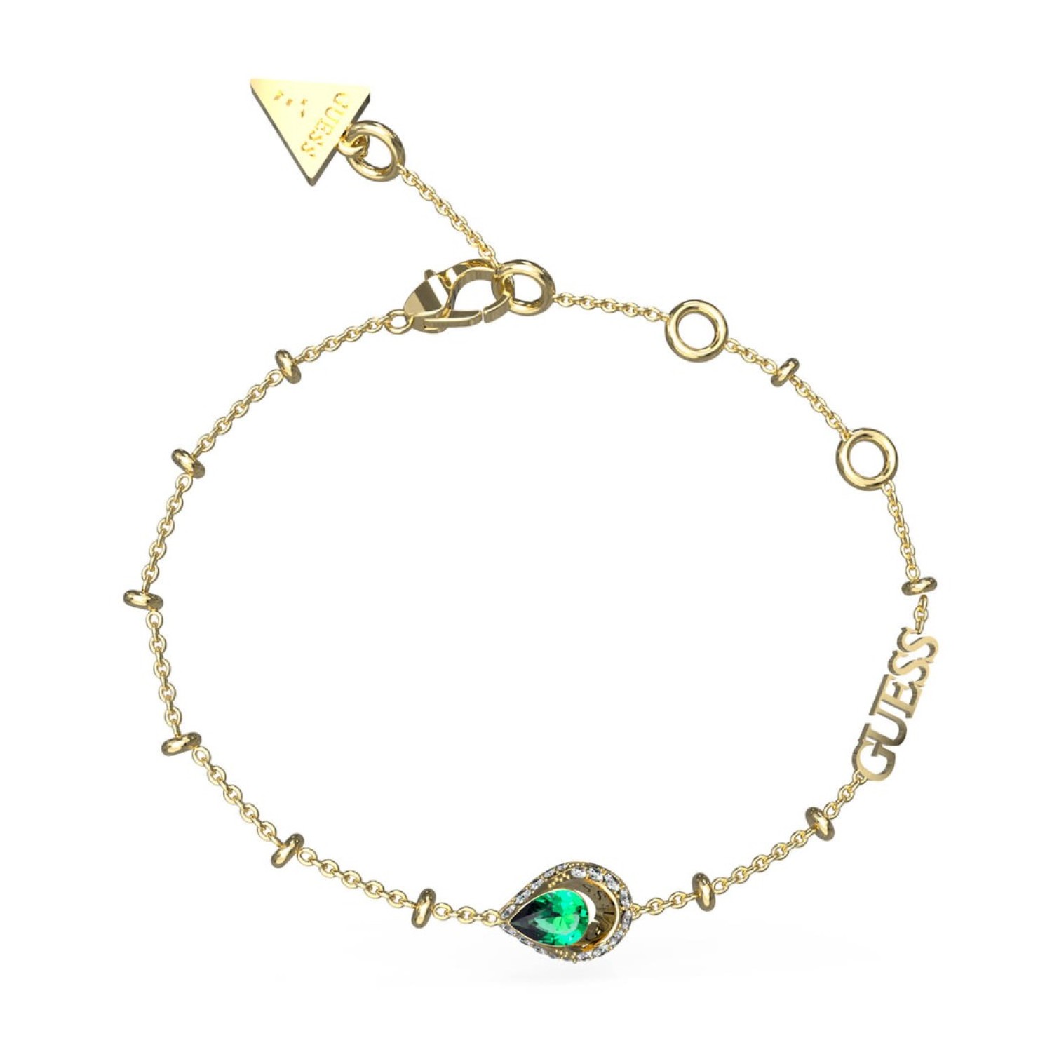 GUESS Crystal Drop Bracelet JUBB03392JWYGEML in Green and Gold JUBB03392JWYGEML Guess Jewellery Auckland | GUESS jewellery effortlessly transitions from daytime to nighttime wear, Fast Free Delivery from Auckland