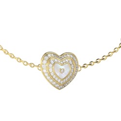 GUESS Mother of Pearl Heart Bracelet in Gold JUBB04027JWYGWHL