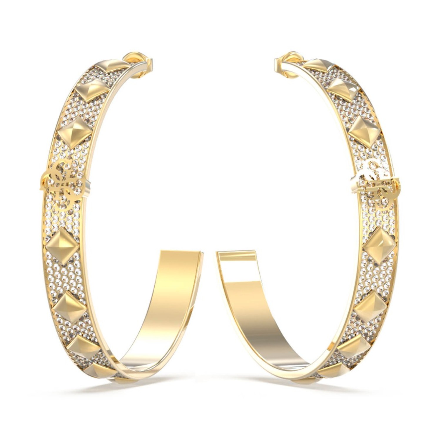 Christies Jewellery - GUESS 60mm 4G Pave Studded Hoop Earrings JUBE03280JWYGTU in Gold Watches Auckland NZ GUESS 60mm 4G Pave Studded Hoop Earrings JUBE03280JWYGTU in Gold JUBE03280JWYGTU Guess Jewellery Auckland | GUESS jewellery effortlessly transitions from daytime to nighttime wear, Fast Free Delivery from Auckland
