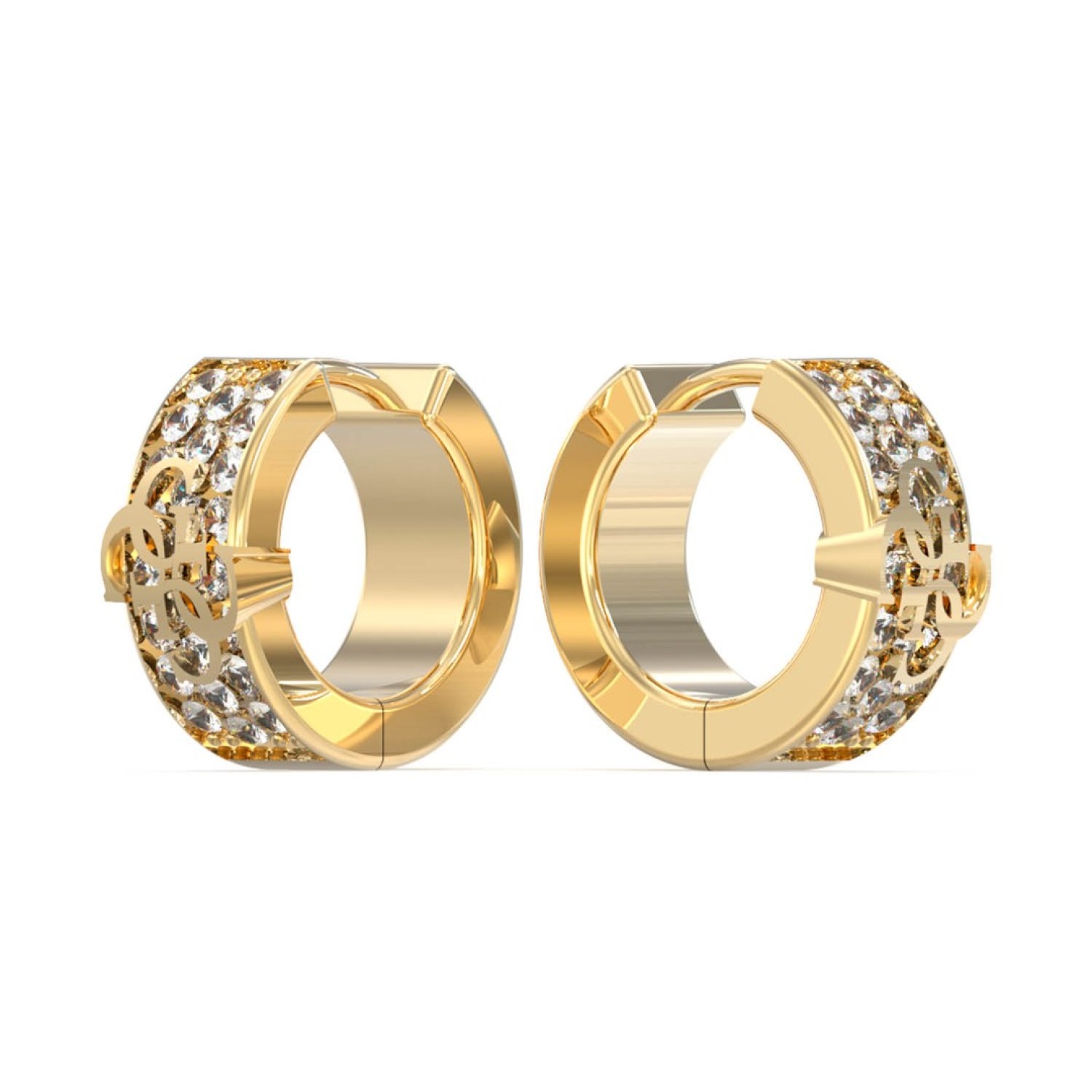 GUESS 14mm 4G Pave Studded Hoop Earrings JUBE03283JWYGTU in Gold JUBE03283JWYGTU Guess Jewellery Auckland | GUESS jewellery effortlessly transitions from daytime to nighttime wear, Fast Free Delivery from Auckland