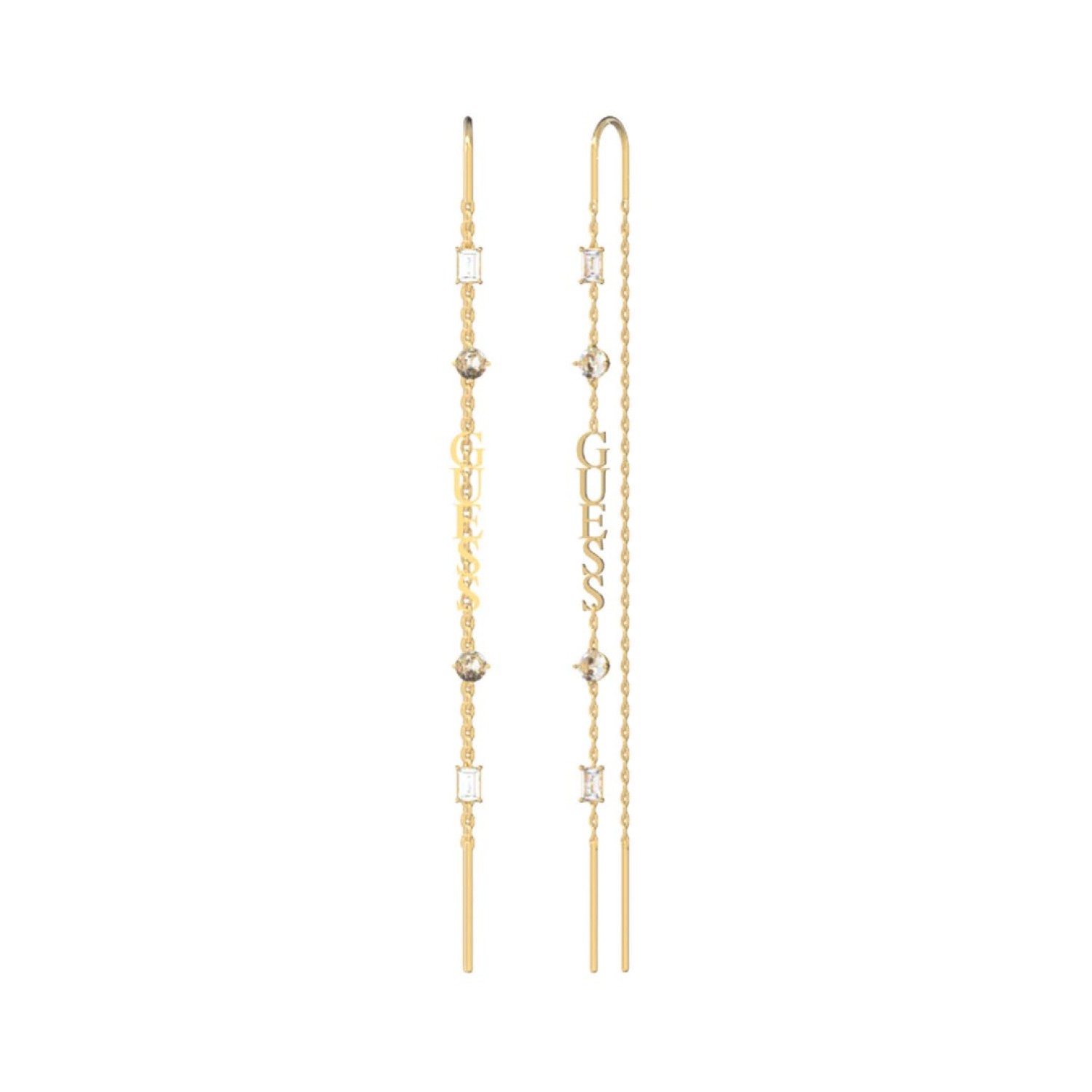 GUESS Gold 80mm Logo Pierced Thread Earrings JUBE03297JWYGTU JUBE03297JWYGTU Guess Jewellery Auckland | GUESS jewellery effortlessly transitions from daytime to nighttime wear, Fast Free Delivery from Auckland
