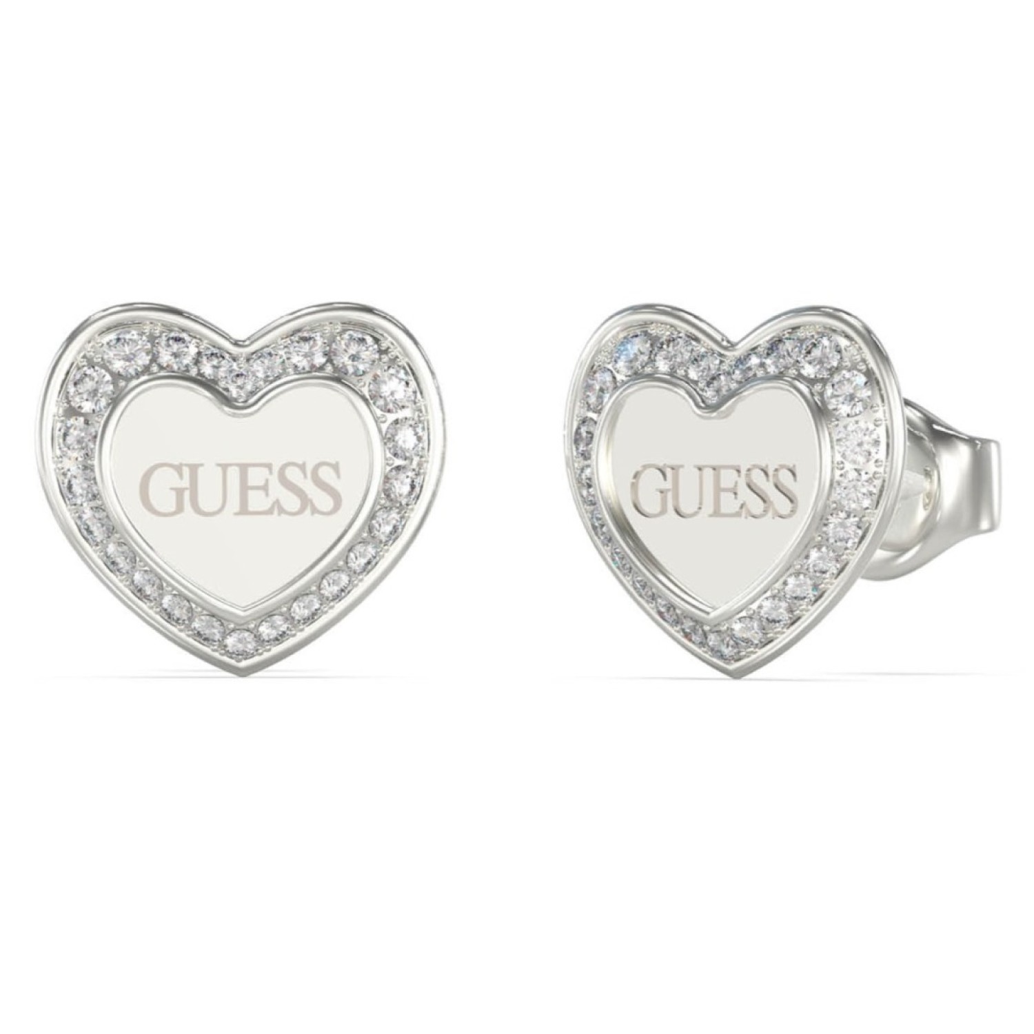 Christies Jewellery - GUESS Crystals Heart Studs in Silver JUBE04035JWRHT/U Watches Auckland NZ GUESS Crystals Heart Studs in Silver JUBE04035JWRHT/U JUBE04035JWRHT/U Guess Jewellery Auckland | GUESS jewellery effortlessly transitions from daytime to nighttime wear, Fast Free Delivery from Auckland