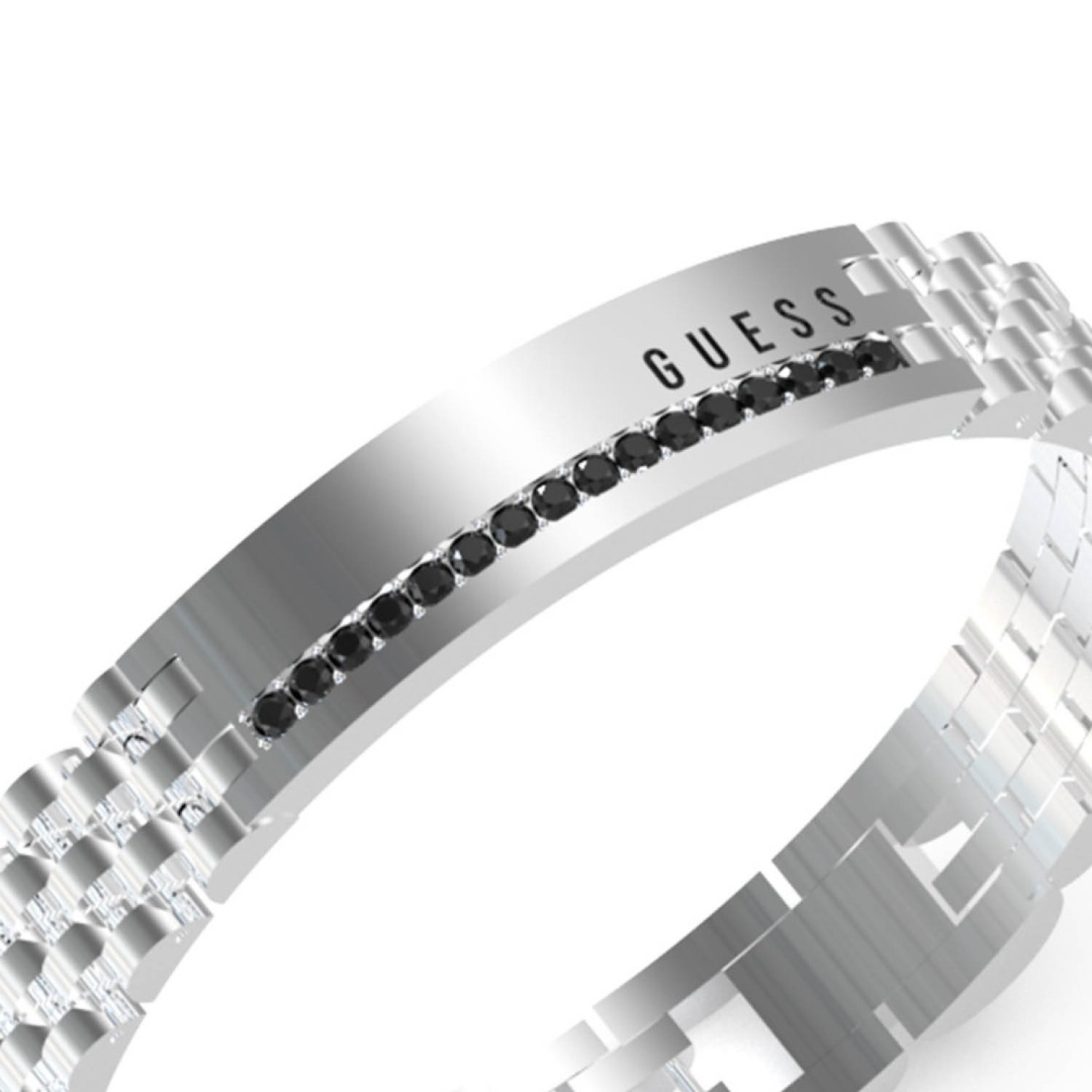 Christies Jewellery - GUESS 10mm Tag with Black Crystals Bracelet JUMB03203JWSTTU in Silver Watches Auckland NZ GUESS 10mm Tag with Black Crystals Bracelet JUMB03203JWSTTU in Silver JUMB03203JWSTTU Guess Jewellery Auckland | GUESS jewellery effortlessly transitions from daytime to nighttime wear, Fast Free Delivery from Auckland