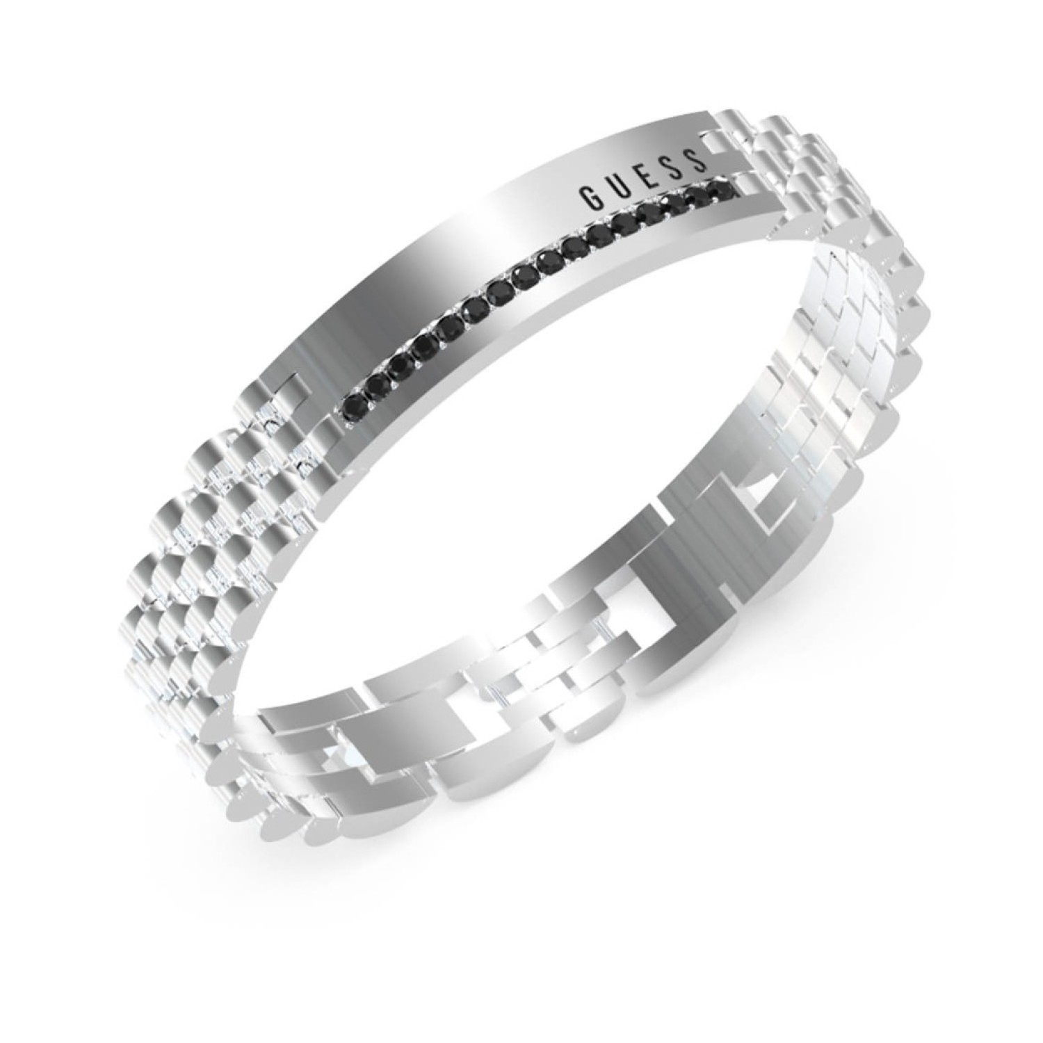 Christies Jewellery - GUESS 10mm Tag with Black Crystals Bracelet JUMB03203JWSTTU in Silver Watches Auckland NZ GUESS 10mm Tag with Black Crystals Bracelet JUMB03203JWSTTU in Silver JUMB03203JWSTTU Guess Jewellery Auckland | GUESS jewellery effortlessly transitions from daytime to nighttime wear, Fast Free Delivery from Auckland