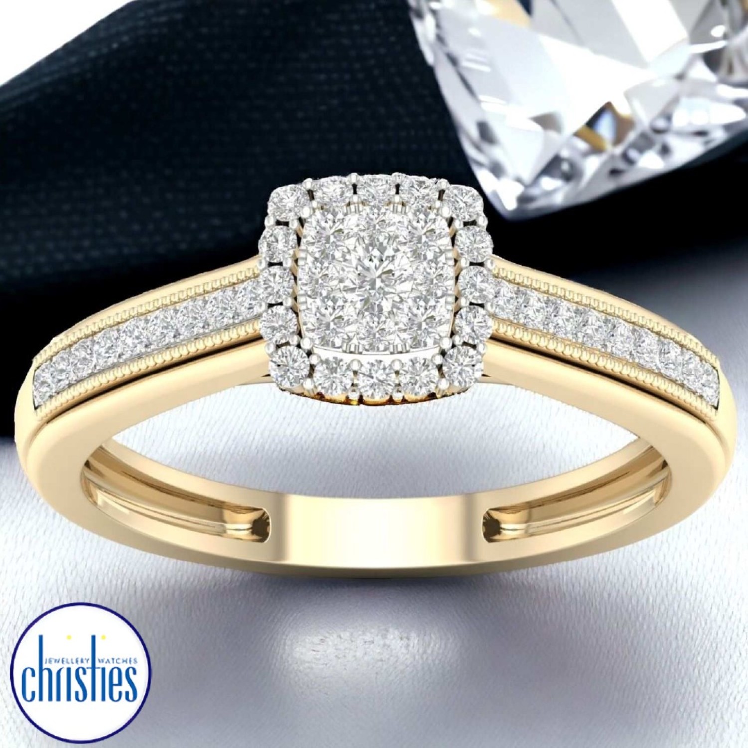 Promise Ring with 0.25 Carat of Diamonds in 9ct Yellow Gold  RB11423EG RB11423EG/9KY