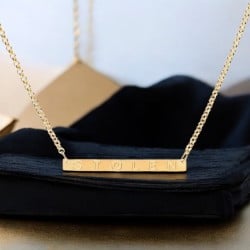 Stolen Engraved Plank Necklace - 18K Gold Plated - JWL2059-18YGP