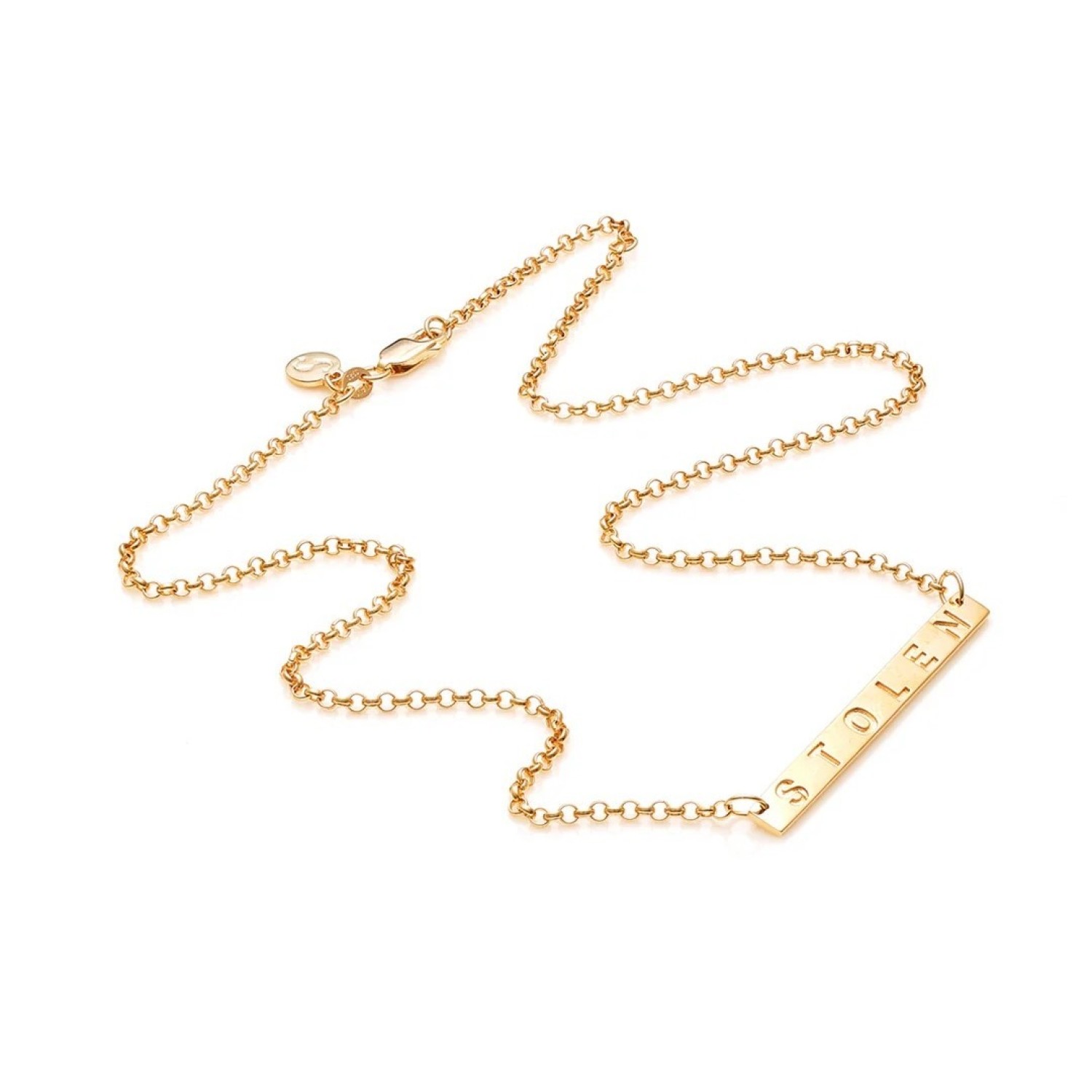 Stolen Engraved Plank Necklace - 18K Gold Plated - JWL2059-18YGP – Stolen Engraved Plank Necklace - 18K Gold Plated - JWL2059-18YGP by Stolen Girlfriends Club