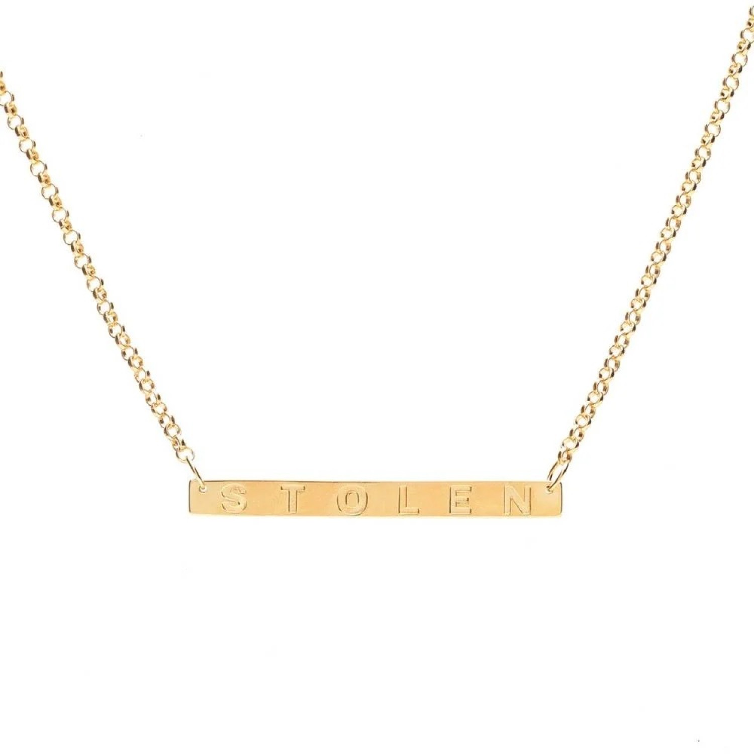 Stolen Engraved Plank Necklace - 18K Gold Plated - JWL2059-18YGP – Stolen Engraved Plank Necklace - 18K Gold Plated - JWL2059-18YGP by Stolen Girlfriends Club