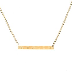 Stolen Engraved Plank Necklace - 18K Gold Plated - JWL2059-18YGP