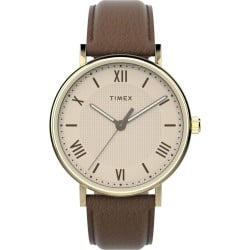 Timex Southview Gold Dial, Brown Leather Watch TW2V91300