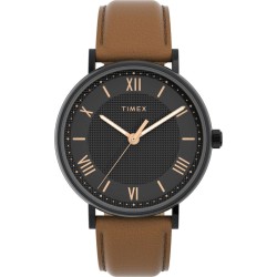 Timex Southview Black Dial, Tan Leather Watch TW2V91400