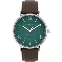 Timex Southview Green Dial, Brown Leather Watch TW2V91500