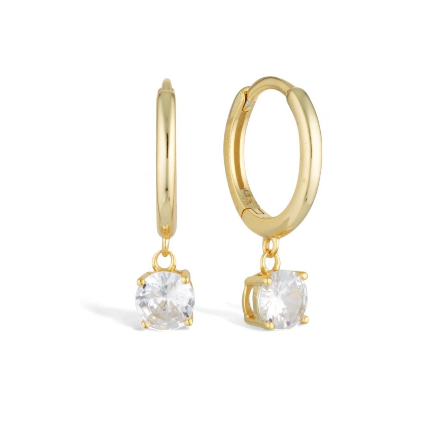 Georgini Bria Hoop Gold Earrings IE934G Georgini Bria Hoop Gold Earrings - High Shine Finish with Dangling CZ