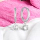 Georgini Bria Hoop Silver Earrings IE934W with High Polished Finish and Dangling CZ.