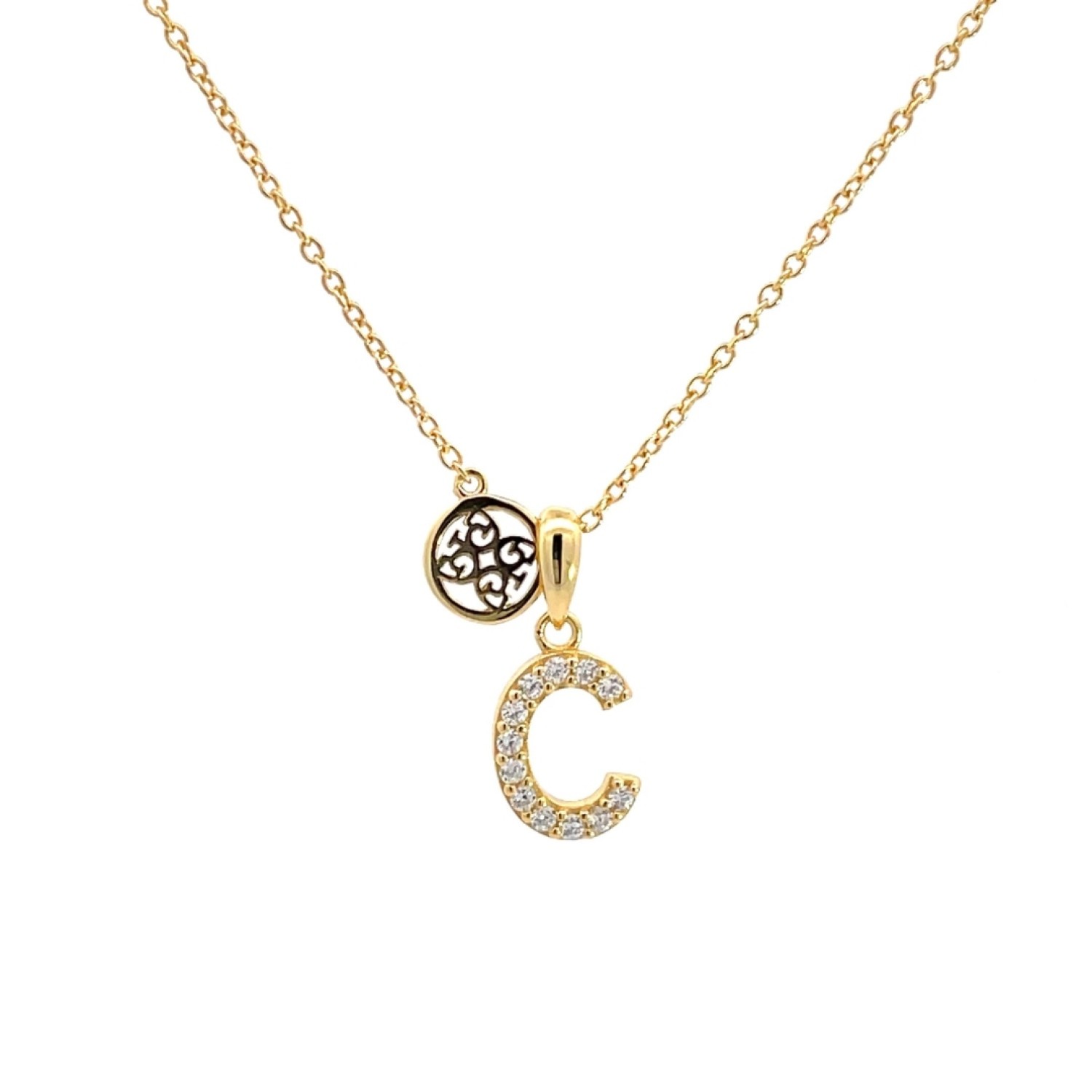 Christies Jewellery - Georgini Letters C Initial Pendant Gold IP894CG Auckland NZ Georgini Letters C Initial Pendant Gold IP894CG with CZ