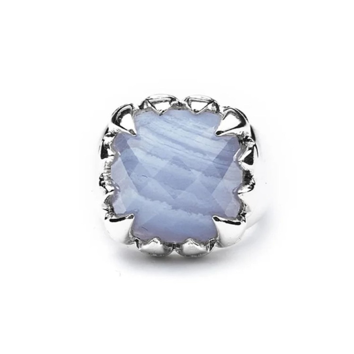 Claw Ring Blue Lace Agate - JWL1064BL – Stolen Girlfriends Club Jewellery | Christies Jewellery & Watches Claw Ring Blue Lace Agate - JWL1064BL by Stolen Girlfriends Club Jewellery | Sterling Silver Ring with Blue Lace Agate Gemstone with muli claw
