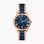 CE1134 Fossil Gilmore Rose Gold-Tone and Navy Ceremic Watch