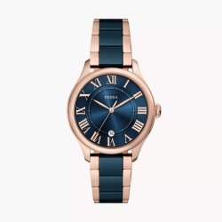CE1134 Fossil Gilmore Rose Gold-Tone and Navy Ceremic Watch