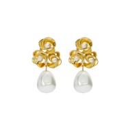 FLORELLE: Pearl Flower Drop Earrings TBJ3755-02-28