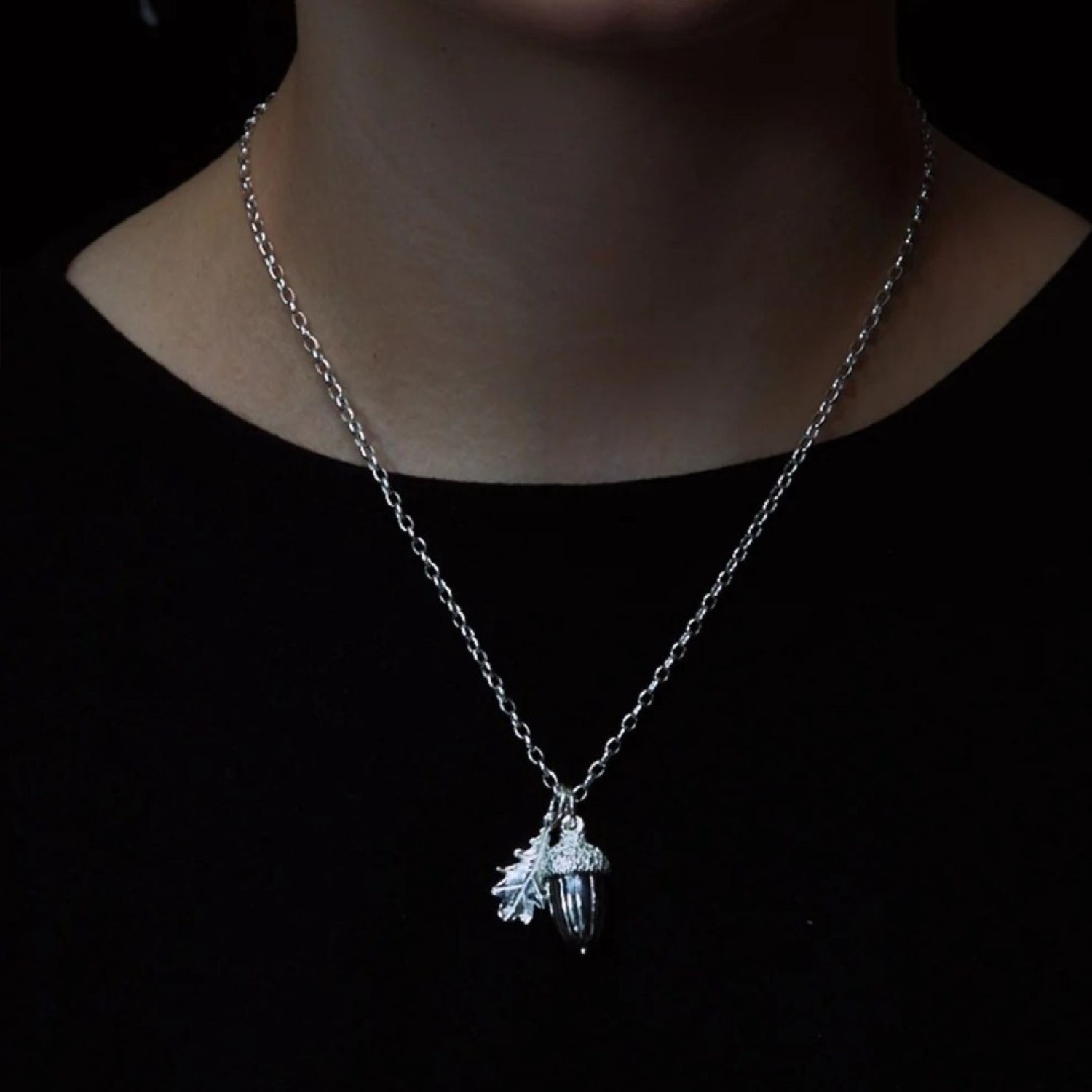 Karen Walker Acorn & Leaf Necklace Silver Pendant Karen Walker Acorn & Leaf Pendant in Sterling Silver