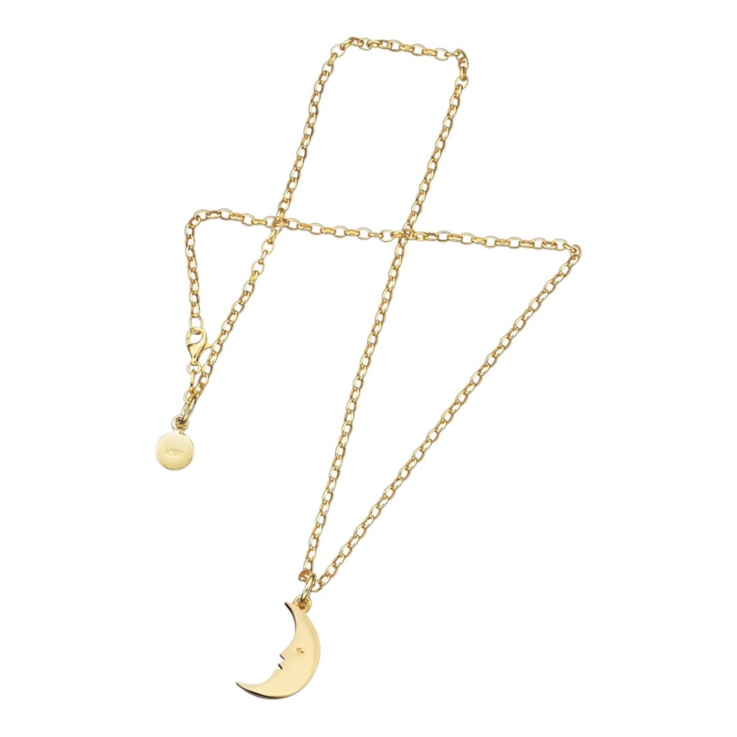 Karen Walker Gold-Plated Moon Necklace – KW20PN GP – Luxury Jewellery Karen Walker Gold-Plated Moon Necklace KW20PN GP – Celestial Pendant on Belcher Chain