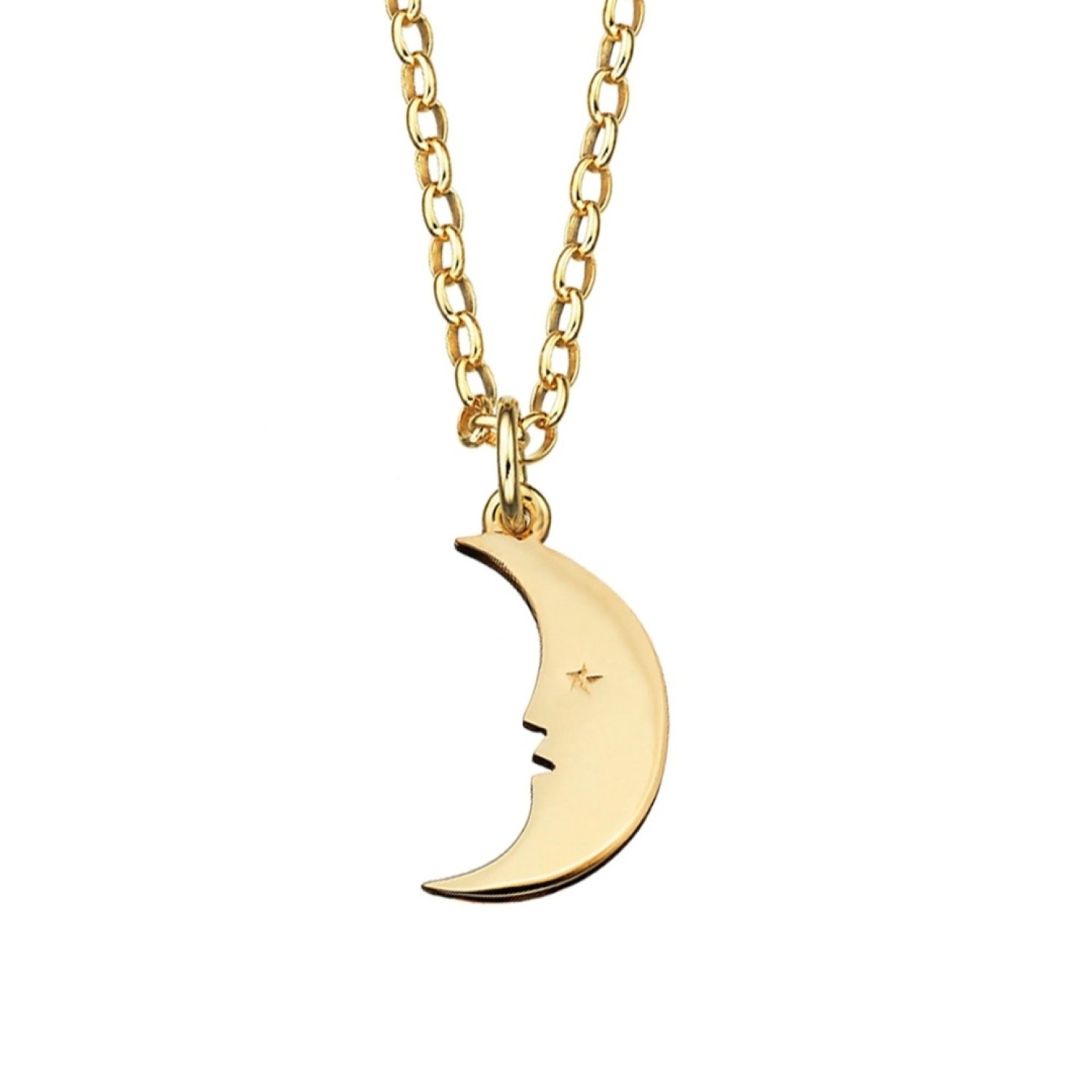 Karen Walker Gold-Plated Moon Necklace KW20PN GP – Celestial Pendant on Belcher Chain