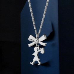 Mini Girl with a Bow Necklace Silver