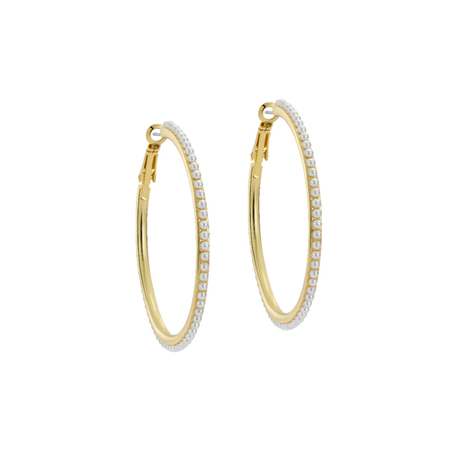 PERLA: Large Pearl Hoop Earrings TBJ3853-02-28 | Ted Baker Jewellery NZ PERLA: Large Pearl Hoop Earrings TBJ3853-02-28 by Ted Baker in gold-tone finish with faux pearl cabochons