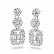 Sterling Silver CZ Floral & Halo Drop Earrings – QEI17777 Sterling Silver CZ Floral & Halo Drop Earrings – QEI17777