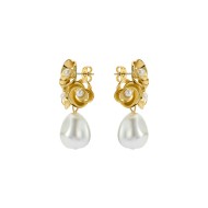 FLORELLE: Pearl Flower Drop Earrings TBJ3755-02-28