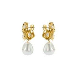 FLORELLE: Pearl Flower Drop Earrings TBJ3755-02-28