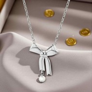 Karen Walker Bow Necklace - Silver & Pearl | KW490PN-STG-FWP