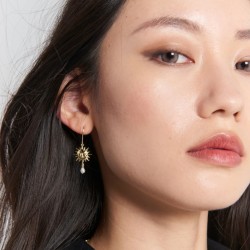 Karen Walker Sun & Moon Earrings with 2x 5mm Teardrop Fresh Water Pearls
