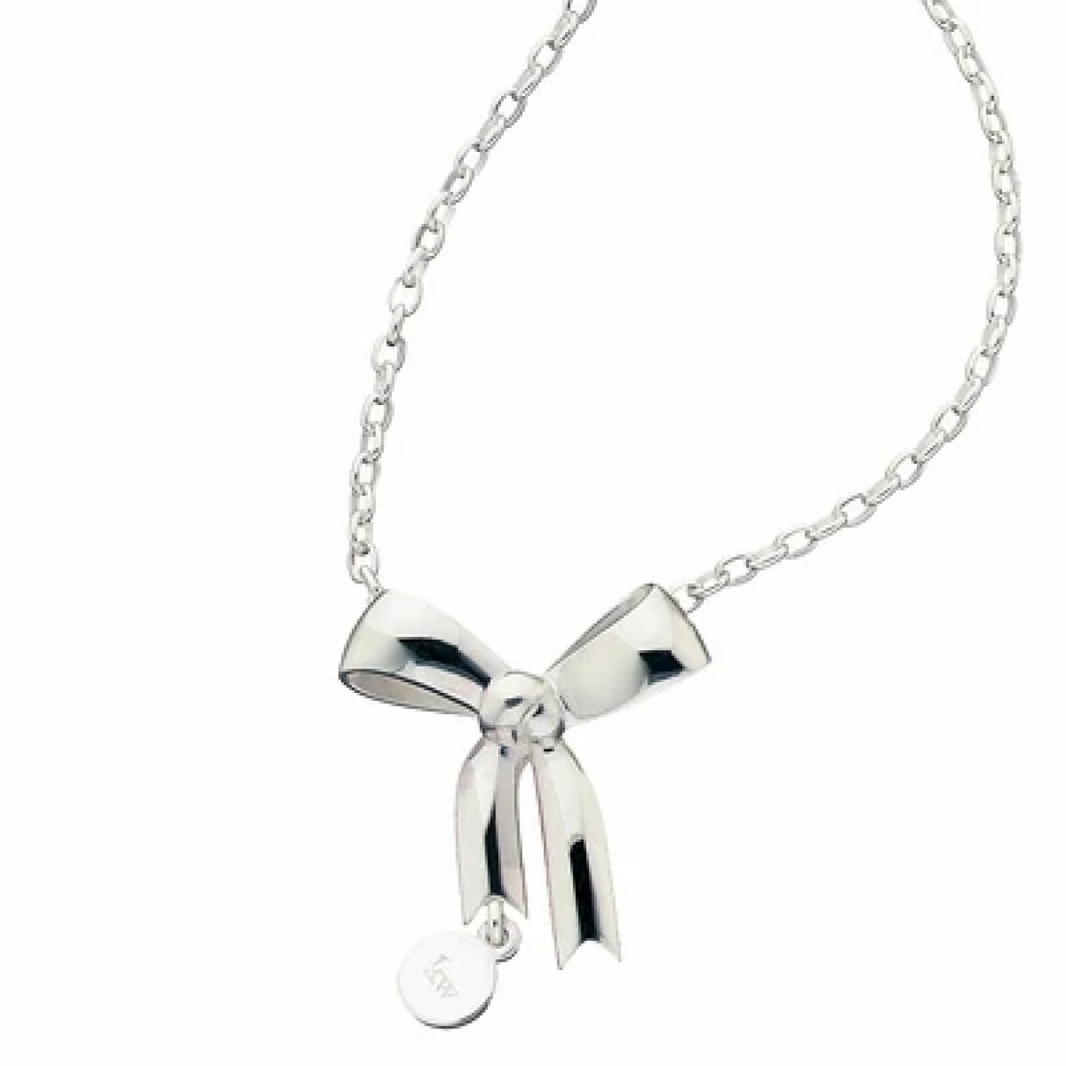 Karen Walker Bow Pendant Necklace in sterling silver minimalist bow design