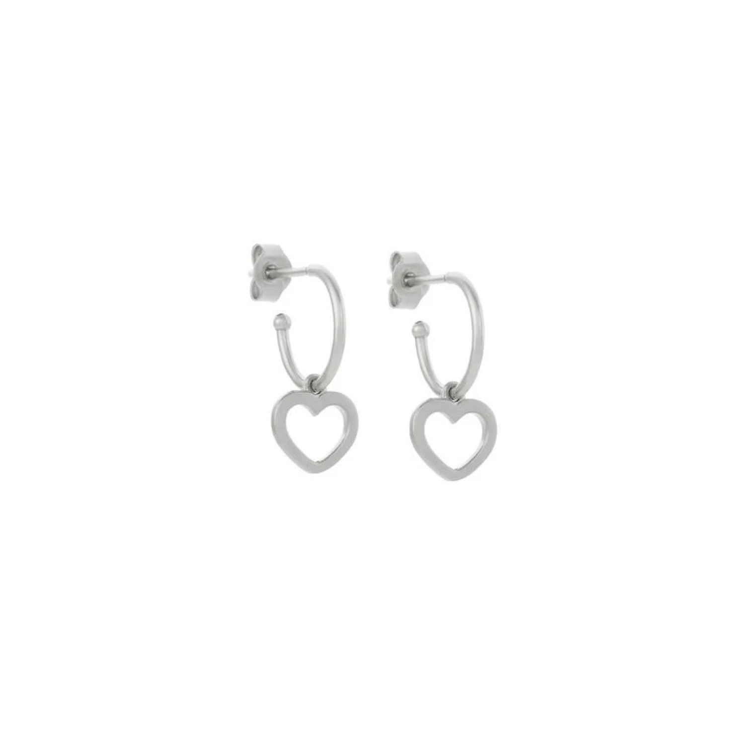 Karen Walker Sterling Silver Heart Hoop Earrings Karen Walker Heart Hoop Earrings in sterling silver with small heart charms on hoops