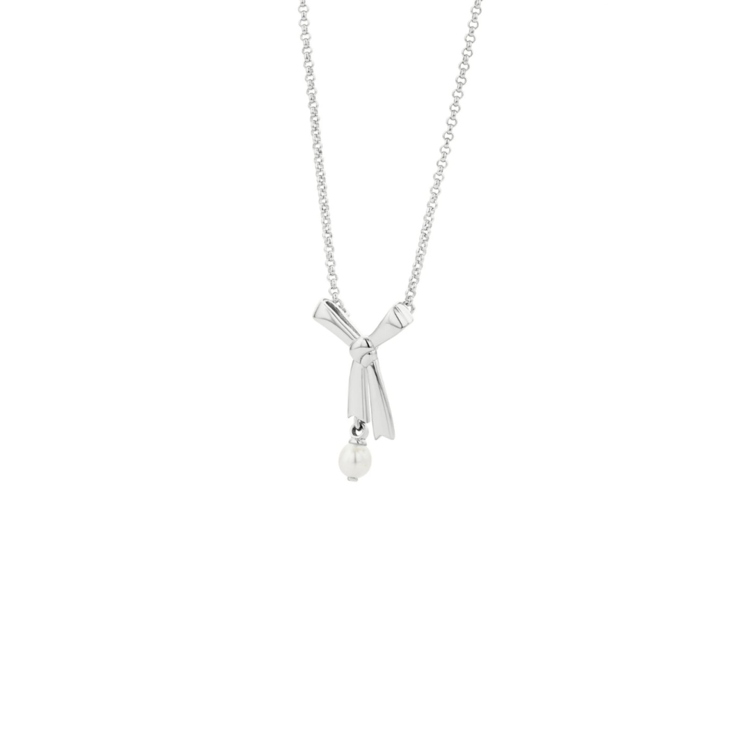 Karen Walker Sterling Silver Pearl Bow Necklace Karen Walker Pearl Bow Necklace in sterling silver with freshwater pearl drop